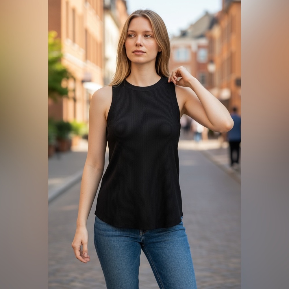 Zara Black Ribbed Tank Top